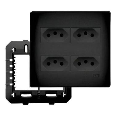 Imagem de Conjunto 4x4 4 Tomadas 10a Fame Habitat Black Preto Fosco
