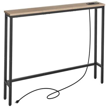 Imagem de ELYKEN Mesa De Console Estreita De 5,9" Com Tomadas, Comprimento Total De 39,4" Atrás Da Mesa De Sofá Com Estação De Carregamento E Cabo De Extensão De 6,5' Para Sala De Estar, 5,9" P X 39,4" L X 2