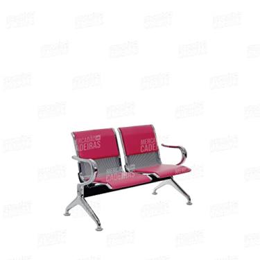 Imagem de Longarina 2 Lugares Cromada com Estofado Rosa (7739) B-203A -02L - Makkon
