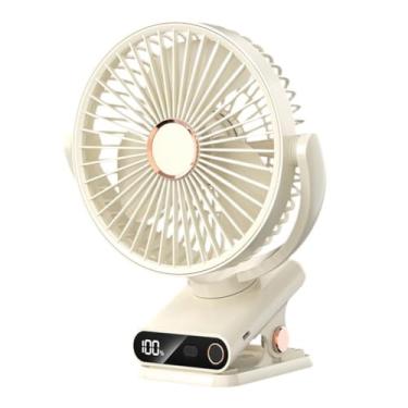 Imagem de FLCPJGV Clipe portátil no ventilador mini -mesa ventilador leve USB recarregável fã de desktop de resfriamento pessoal para o dormitório da ginástica, Bege