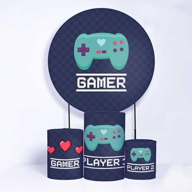 Imagem de Kit Painel de Festa Redondo e Trio de Cilindros Gammer - Fera Print