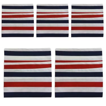 Imagem de 5 Capas de Almofada 45x45 Aquablock – Kit Impermeável para Ambientes Externos (LISTRADO AZUL E VERMELHO)