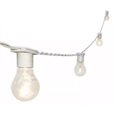 Imagem de Varal De Luzes Festao 10 Mts Com Lampadas Inclusas(Bolinha 15w transparente 220v,Branco)
