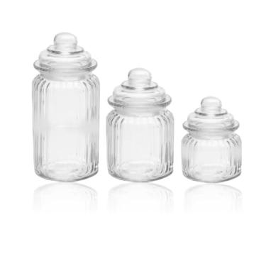 Imagem de Kit 3 Pote De Vidro Porta Mantimento Café Açúcar Bala Tampa Hermética 600/900/1200 Ml