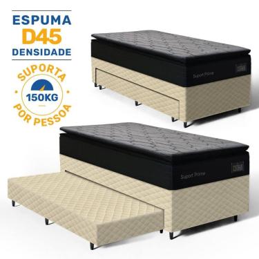 Imagem de Cama Box com Colchão de Espuma D45 Pillow Top Suport Prime + Auxiliar de Espuma Unique Solteiro 88cm
