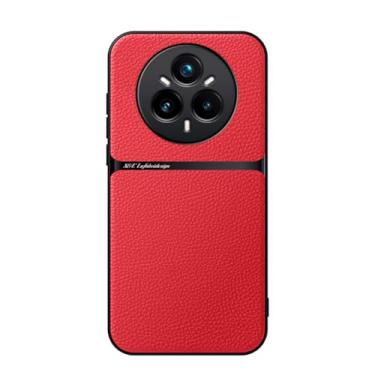 Imagem de Kepuch Capa para Realme 14 Pro+ 5G - Litchi Grano Case Placa de Metal Embutida - Vermelho