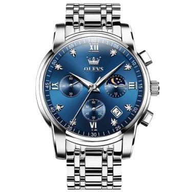 Imagem de Relógio OLEVS Silver Luxury Waterproof Chronograph para homens