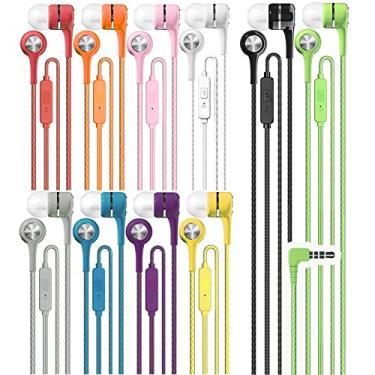 Imagem de Maeline Fones de ouvido a granel com microfone, fones de ouvido estéreo com isolamento de ruído, sem emaranhamento, compatíveis com Android, iPhone, iPad, laptops, MP3, serve para 3,5 mm - pacote com