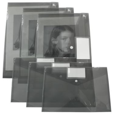 Imagem de Verkelly Pacote com 6 envelopes de plástico, pastas de envelopes de poliéster, pastas de arquivo tamanho A4 para envelopes de arquivos de documentos com bolso de etiqueta (preto)
