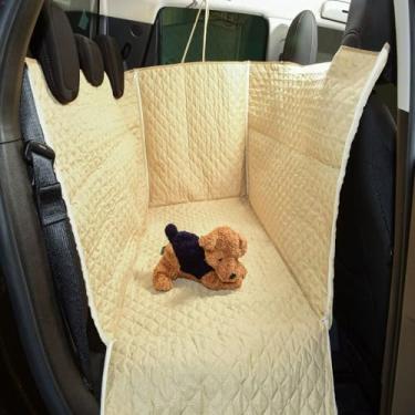Imagem de Kit 3 Peças Capa Protetora de Banco Carro Assento Traseiro e Dianteiro Pet Cachorros Impermeável Plus Universal Matelado Avelã