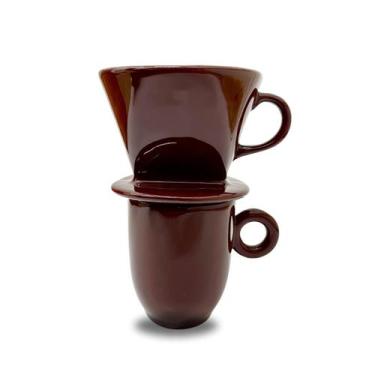 Imagem de Conjunto Caneca Bojuda e Coador de Café - Cerâmica Regina, Marrom