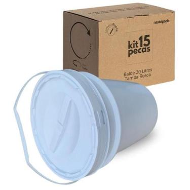 Imagem de Balde Para Gelo Termico 20L Tampa De Rosquear - Kit 15 Pçs - Nastripac