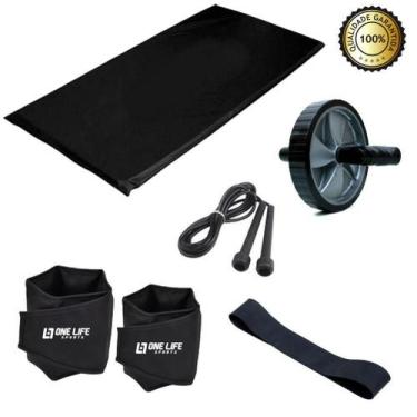 Imagem de Caneleira 5 Kg- Par + Colchonete + Mini Band Forte + Roda - Infinity