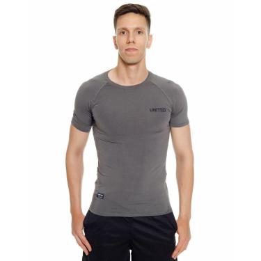 Imagem de Camisa de compressão térmica Manga Curta United Pro Proteção Solar FPS 50+ Rash Guard - Cinza -Masculino