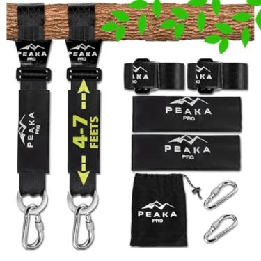 Imagem de (Swing Straps) - Peaka Pro - The O Ring Swing Straps Extra Long (2.1m) Adjustable Tree Hanging Kit - Safe Hammock & Swing Hangers Set - Professional Climbing Hardware - Extra Strong 2,200+ LBS - For Toddlers and Child