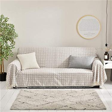 Imagem de Capa de sofá xadrez simples para sala de estar, protetor de móveis, capa de sofá seccional, toalha de sofá, azul, 200300 cm (café leve 200 x 300 cm)