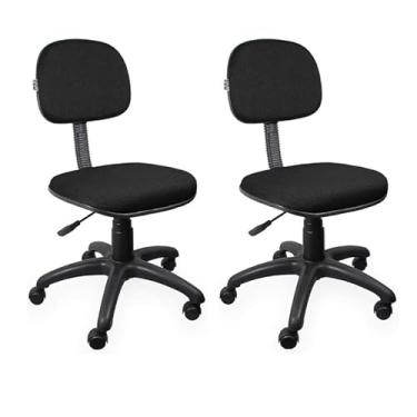 Imagem de Kit 2 Cadeiras de Escritório Secretária Giratória Preta Home Gourmet Ergonômica Espuma D45 com Rodízios e Regulagem a Gás