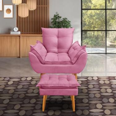 Imagem de kit 1 poltrona Emily +puff descanso para os pés (rosa)