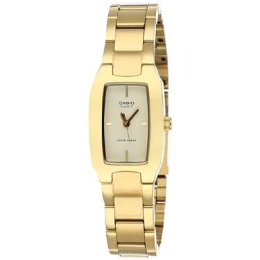 Imagem de Casio Relógio social analógico de quartzo feminino LTP-1165A-1C2DF, ouro/bege, moderno
