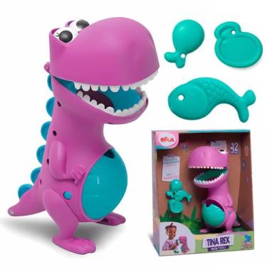 Imagem de Brinquedo Interativo Para Bebês Dinossauro Tina Rex Papa Tudo Com Boca