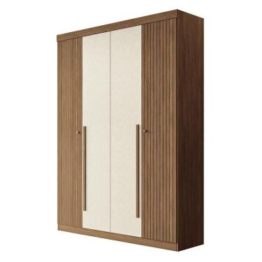 Imagem de Guarda Roupa Solteiro Buriti Ripado 4 Portas Jatobá-areia - Santos Andirá Jatobá-areia