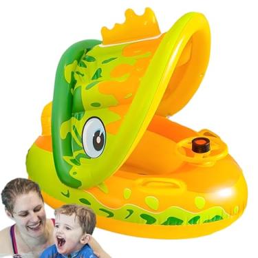 Imagem de Fóates da piscina de criança, flutuação infantil da piscina de natação, Flutuação da piscina de natação da criança com dossel do sol, Água em de barco brincando brinquedo com volante e buzina para men