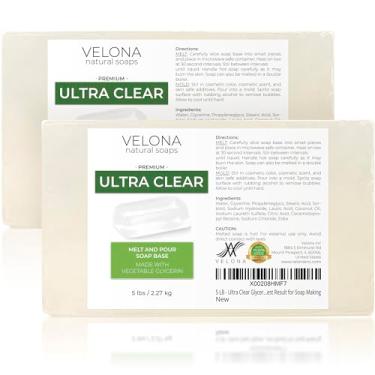 Imagem de velona 10 LB - Ultra Clear Glycerin Soap Base SLS/SLES free | Melt and Pour | Transparent Natural Bar For The Best Result for Soap Making