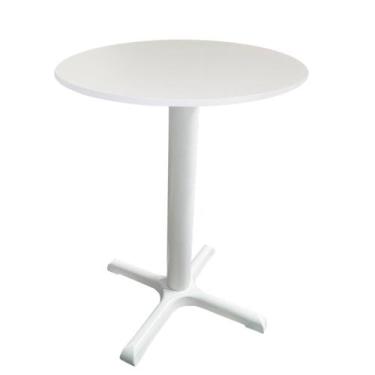 Imagem de Mesa Ômega Ferro Branco 74 cm (Alt) Base em X Tampo MDP Redondo Branco