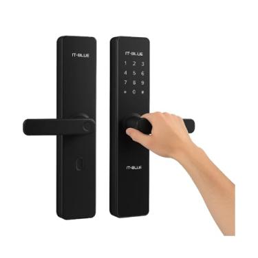 Imagem de Fechadura Digital Inteligente para Porta de Vidro, Senha e Biometria, Aço Inoxidável, 200 Usuários