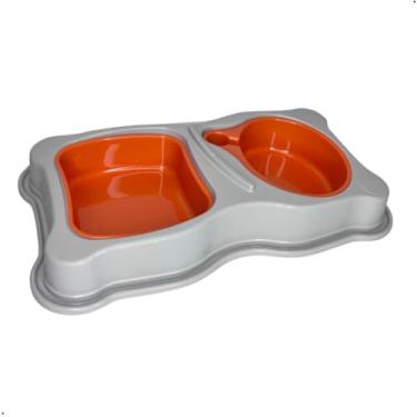 Imagem de Kit Comedouro Bebedouro Pet Cachorro Gato 750/550ml(Laranja)