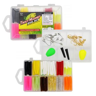 Imagem de Trout Magnet Kit original de equipamento de pesca de truta de 142 peças - 120 peças de iscas com isca neon, 20 ganchos, 2 boias - Kit Trout Magnet de para pesca em água doce e salgada