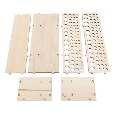 Imagem de Suporte de tinta de madeira portador de grande capacidade Organizador de artistas de 67 buracos de pincel destacável rack para canetas lápis Ferramentas de arte montadas na parede