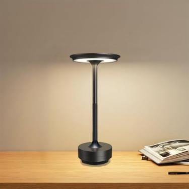 Imagem de Kipliko Luminária de mesa sem fio Ecolume, lâmpada LED portátil operada por bateria, LED de 3 cores regulável e contínuo com função de memória. Portátil para escritório em casa/jantar/restaurante/sala