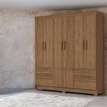 Imagem de Guarda-Roupa Casal Santos Andirá Curitiba com 8 Portas, 4 Gavetas e 5 Prateleiras – 194,4cm de largura