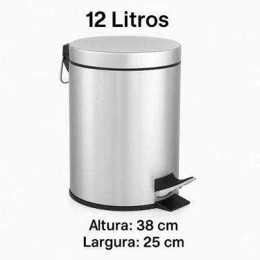 Imagem de Lixeira Inox com Pedal 3L 5L 12L Cesto Interno Cozinha Banheiro Escrit