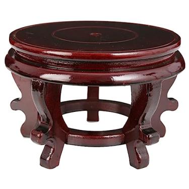 Imagem de HOMSFOU Base Para Vaso De Flores Com Pé Madeira, Suporte Vasos Plantas, Bonsai, Tigela Exposição, Prateleira Interna, Suculentas, Coluna Madeira