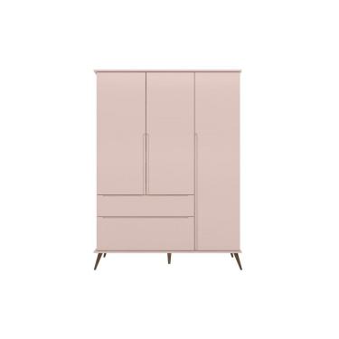 Imagem de Guarda Roupa Infantil Bebê Retrô Melinda 2 Gavetas 3 Portas Rosê