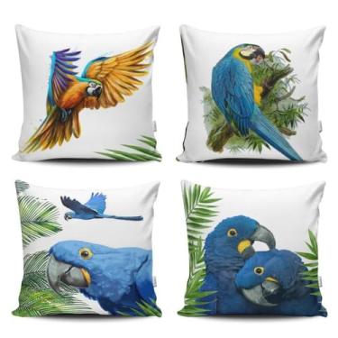 Imagem de Kit c/ 4 Capas de Almofada Decorativas Modern Print 45x45 (Arara Azul)