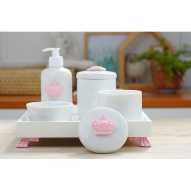 Imagem de Kit Higiene Bebê Porcelana Moderno Quarto Menina Cuidados Maternidade 