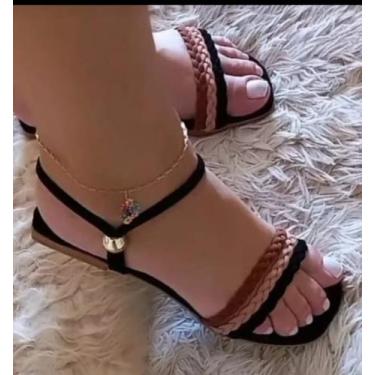 Imagem de Sandalia Feminina Rasteirinha Rasteira Heloisa - Leni Almeida, Preto, 