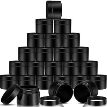 Imagem de SATINIOR 24 frascos vazios de plástico transparente com tampas, recipientes de armazenamento redondos, boca larga para produtos de beleza, creme cosmético, loção líquida para artesanato e alimentos
