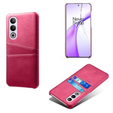 Imagem de Capas Compatível com Oneplus ACE 3V,Caso de couro PU-Tampa de telefone a prova de choque com 2 slots de cartão,Proteção anti-impressão digital e anti-gota-Rose Red