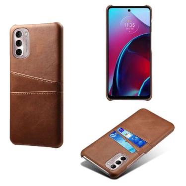 Imagem de Capas Compatível com MOTO G Stylus 2022,Caso de couro PU-Tampa de telefone a prova de choque com 2 slots de cartão,Proteção anti-impressão digital e anti-gota-Brown