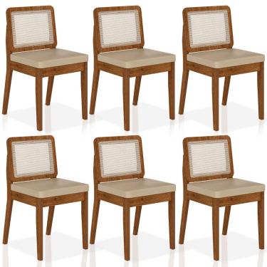 Imagem de Kit 6 Cadeiras Sextavada Sydney Freijó/corino Bege - Móveis Arapongas
