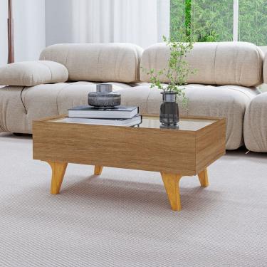 Imagem de Mesa de Centro Camille 1 Gaveta com Espelho Cinamomo - Pnr Móveis