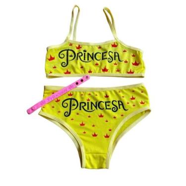 Imagem de Kit 10 Conjunto Menina Moça Lingerie Infantil Top E Calcinha Estampado