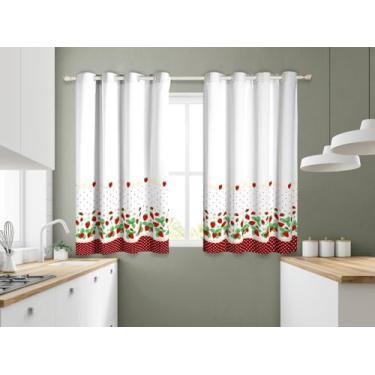 Imagem de Cortina De Cozinha 2,80m X 1,40m Estampada (Moranguinho)
