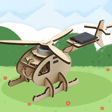 Imagem de Eacam Modelo de Helicóptero Movido a Energia Solar, Brinquedo Espacial de Madeira DIY, Kit de Artesanato Solar Educacional Prático para Crianças