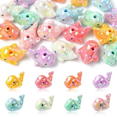 Imagem de KitBeads 20 peças de contas aleatórias de resina golfinho opacas vida oceânica AB contas de animais marinhos para fazer joias, canetas, pulseiras, colares, artesanato a granel