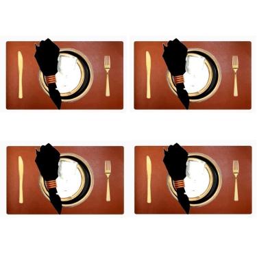 Imagem de Jogo Americano Sousplat Retangular 50 Pçs Limpa Facil Couro